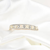 Rigid Bracelet in Yellow Gold and Platinum with Pearls and Diamonds