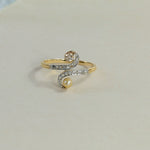 Anillo vintage "Tú y Yo" con perla Akoya y diamantes en oro amarillo de 18K