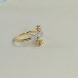 Vintage "Du und Ich" Ring mit Akoya-Perle und Diamanten in 18K Gelbgold