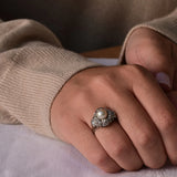 Cocktail Ring with Pearl and Diamonds