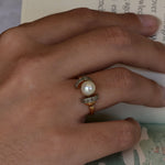 Antique pearl ring with diamonds