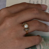 Antique pearl ring with diamonds