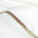 Mesh Bracelet with 11 Prong-Set Rubies in 14k White Gold