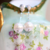 Vintage Akoya Pearl Earrings in White Gold