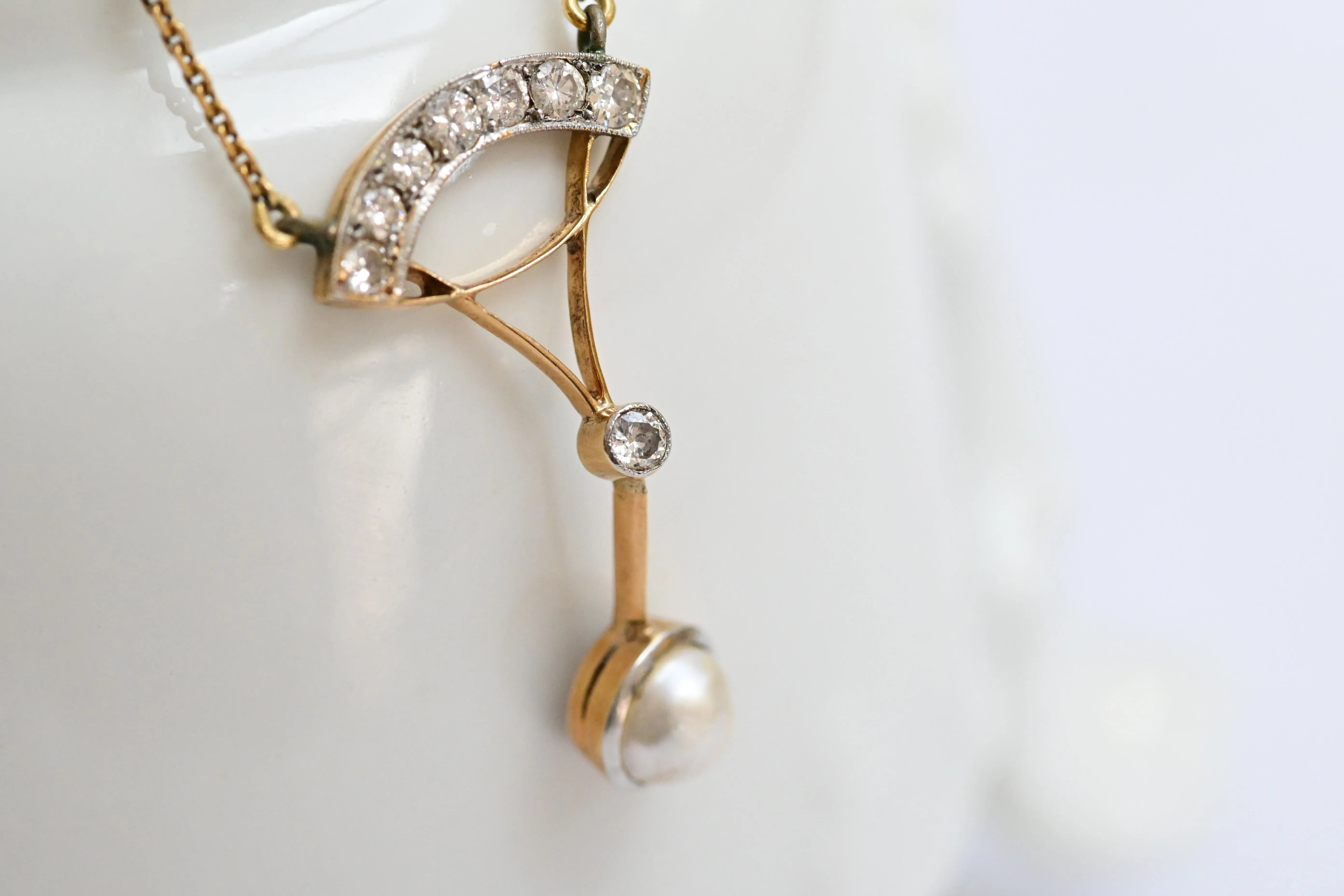 Collana vintage a maglie fantasia di diamanti.