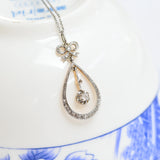 Art nouveau pendant necklace with diamonds