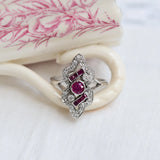 Vintage 50s Ring with Diamonds and Rubies