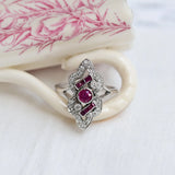 Vintage 50s Ring with Diamonds and Rubies