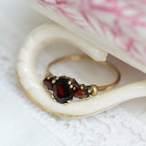 Vintage ring with 3 garnets
