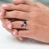 Vintage Toi & Moi Ring mit Saphir, Rubin und Diamanten