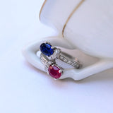 Vintage Toi & Moi Ring mit Saphir, Rubin und Diamanten