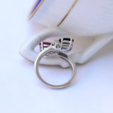 Vintage Toi & Moi Ring mit Saphir, Rubin und Diamanten