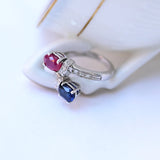 Vintage Toi & Moi Ring mit Saphir, Rubin und Diamanten