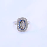 Art deco style diamond and sapphire ring