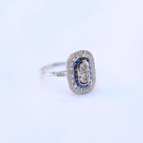 Art deco style diamond and sapphire ring