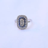 Art deco style diamond and sapphire ring