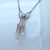 Art nouveau necklace with amethyst and diamonds