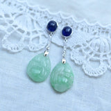 Vintage carved jade earrings