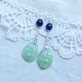 Vintage carved jade earrings