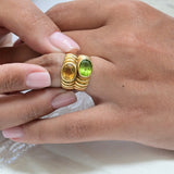 Band citrine and peridot ring