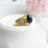 Vintage pear sapphire and diamond ring