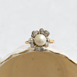 Antique pearl and diamond ring