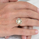 Antique pearl and diamond ring