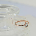 Bague en or rose 14K avec aigue-marine