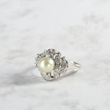 Cocktail Ring with Pearl and Diamonds