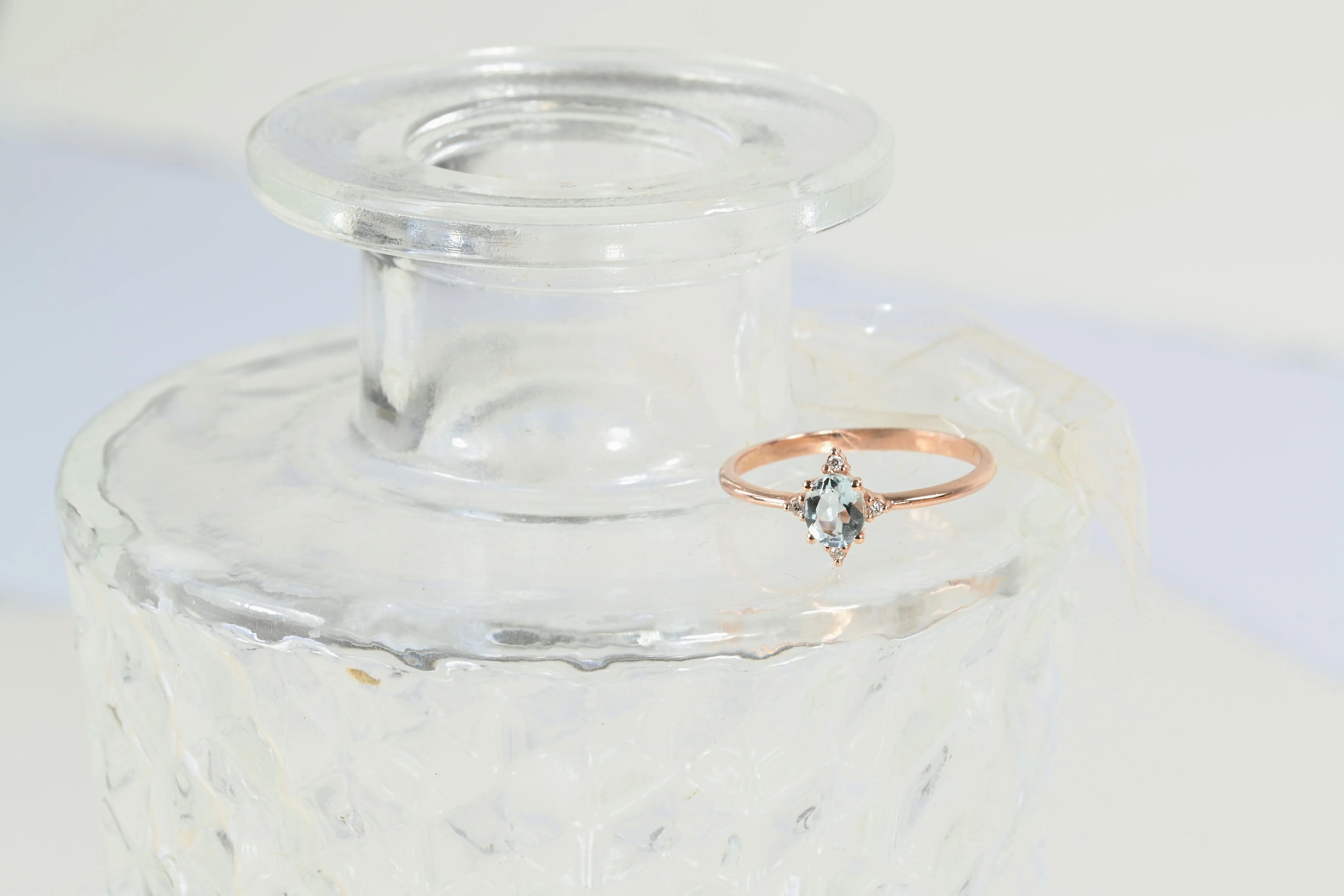 Aquamarine Ring in 14K Rose Gold