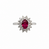 Vintage rosette ring with ruby and diamonds