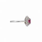 Vintage rosette ring with ruby and diamonds