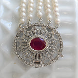 Art deco ruby diamond and pearl bracelet