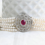 Art deco ruby diamond and pearl bracelet