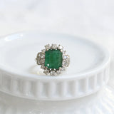 Emerald and diamond cocktail ring