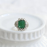 Emerald and diamond cocktail ring