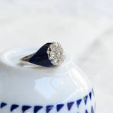 Vintage diamond ring with navy blue enamel