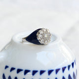 Vintage diamond ring with navy blue enamel