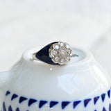 Vintage diamond ring with navy blue enamel