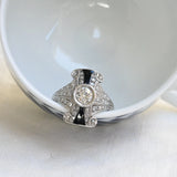 Vintage diamond and onyx ring