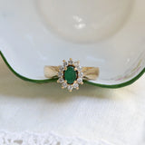 Vintage 60s yellow gold ring with emerald