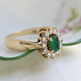 Vintage 60s yellow gold ring with emerald