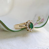 Vintage 60s yellow gold ring with emerald