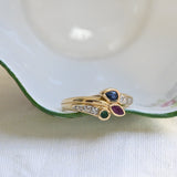 Vintage 80s three stone ring