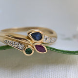 Vintage 80s three stone ring