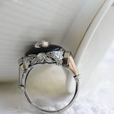 Vintage diamond and onyx ring
