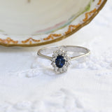 Vintage Saphir- und Diamantenrosette