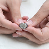 Vintage diamond ring with navy blue enamel