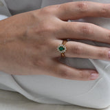 Vintage 60s yellow gold ring with emerald