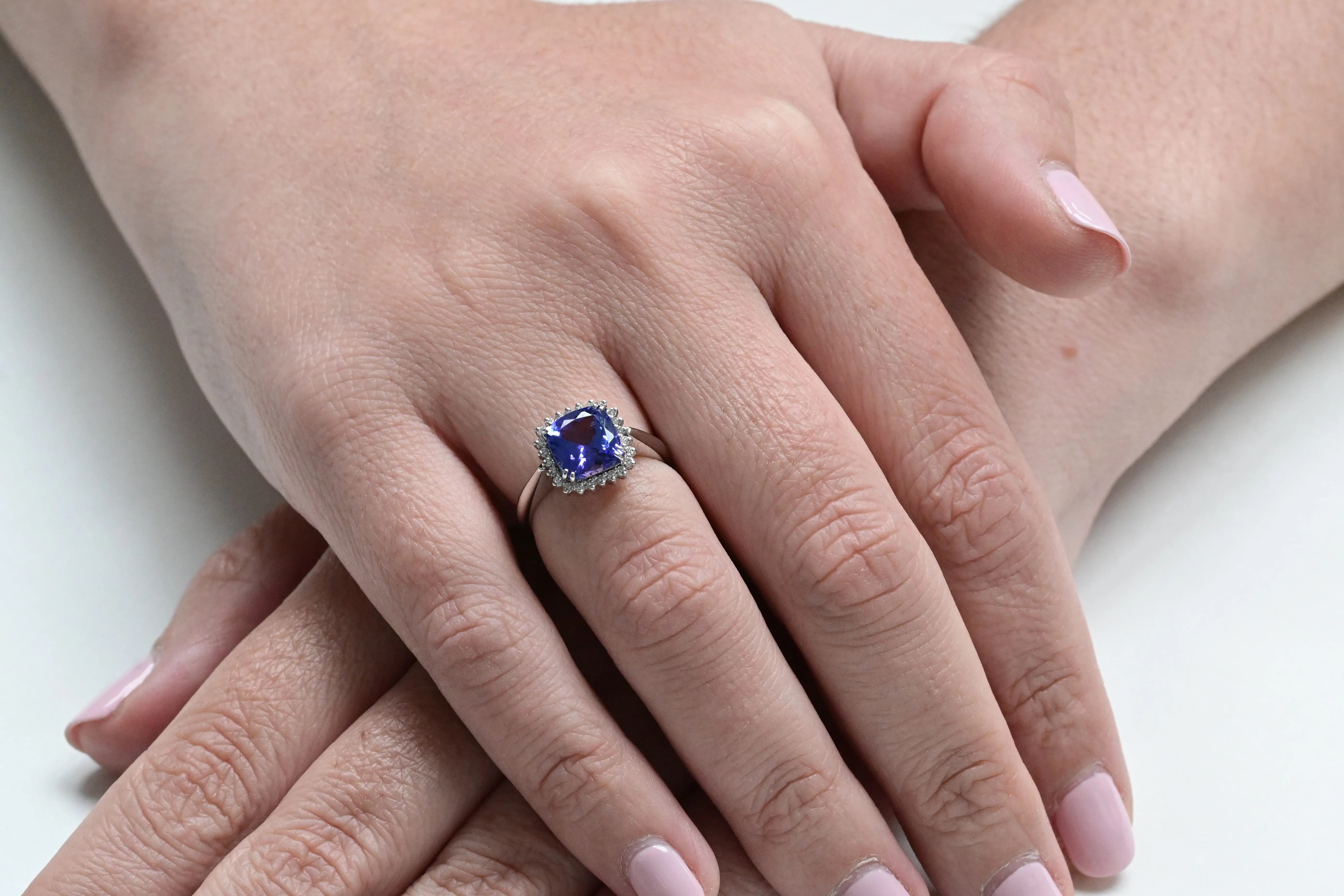 Vintage Tanzanite and Diamond Ring